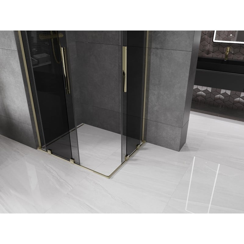 Mexen Velar L Duo Schiebeduschkabine 100 x 90 cm, Graphit, Gold - 871-100-090-02-43-50