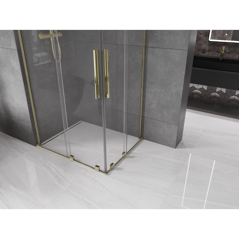 Mexen Velar L Duo Schiebeduschkabine 100 x 90 cm, transparent, gold - 871-100-090-02-03-50