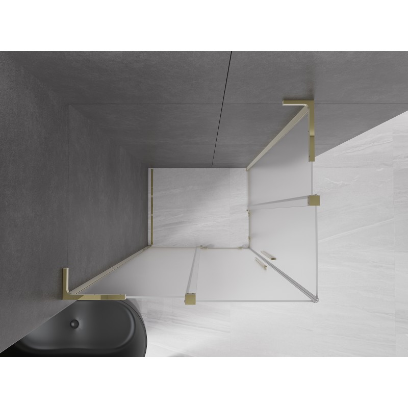 Mexen Velar L Duo Duschkabine, Schiebetür 90 x 80 cm, Milchglas, Gold - 871-090-080-02-33-50