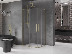 Mexen Velar L Duo Schiebeduschkabine 90 x 80 cm, transparent, gold - 871-090-080-02-03-50