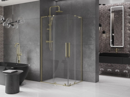 Mexen Velar L Duo Schiebeduschkabine 100 x 90 cm, transparent, gold - 871-100-090-02-03-50