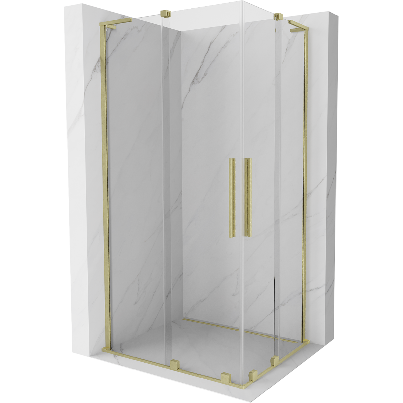 Mexen Velar L Duo Schiebeduschkabine 90 x 80 cm, transparent, gebürstetes Gold - 871-090-080-02-03-55