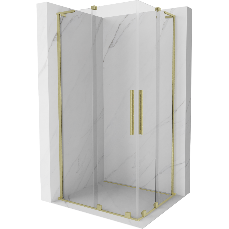 Mexen Velar L Duo Schiebeduschkabine 100 x 90 cm, transparent, gebürstetes Gold - 871-100-090-02-03-55