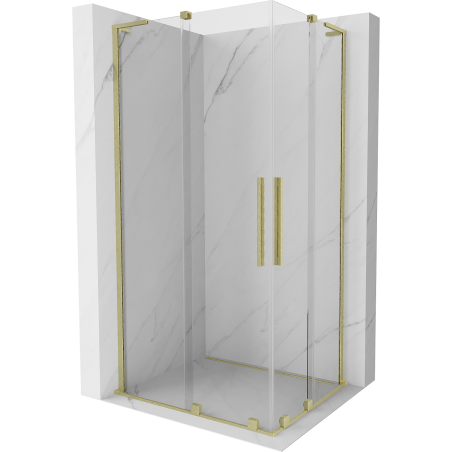 Mexen Velar L Duo Schiebeduschkabine 100 x 90 cm, transparent, gebürstetes Gold - 871-100-090-02-03-55