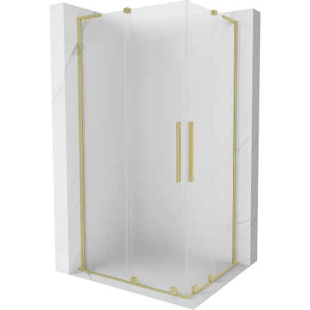 Mexen Velar L Duo Duschkabine verschiebbar 90 x 80 cm, gefrostet, gebürstetes Gold - 871-090-080-02-33-55