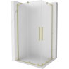 Mexen Velar L Duo Duschkabine verschiebbar 90 x 80 cm, gefrostet, gebürstetes Gold - 871-090-080-02-33-55