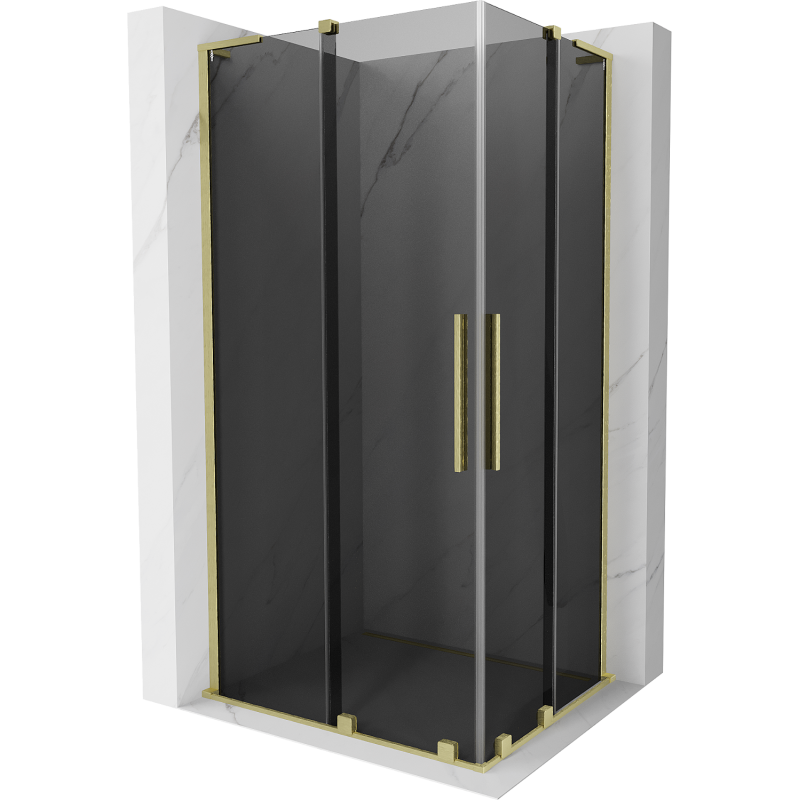 Mexen Velar L Duo Duschkabine mit Schiebetür 90 x 80 cm, Grafit, gebürstetes Gold - 871-090-080-02-43-55