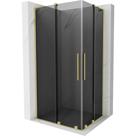 Mexen Velar L Duo Duschkabine mit Schiebetür 90 x 80 cm, Grafit, gebürstetes Gold - 871-090-080-02-43-55