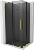 Mexen Velar L Duo Duschkabine mit Schiebetür 90 x 80 cm, Grafit, gebürstetes Gold - 871-090-080-02-43-55
