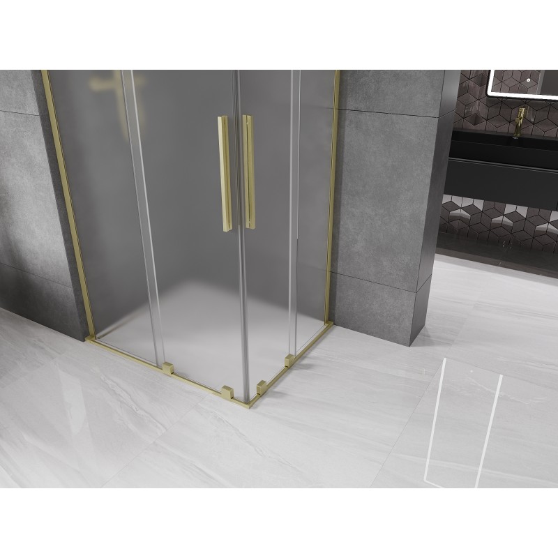 Mexen Velar L Duo Duschkabine schiebbar 100 x 90 cm, matt, gebürstetes Gold - 871-100-090-02-33-55