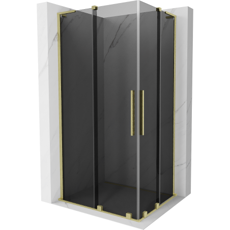 Mexen Velar L Duo Schiebeduschkabine 100 x 90 cm, Graphit, gebürstetes Gold - 871-100-090-02-43-55