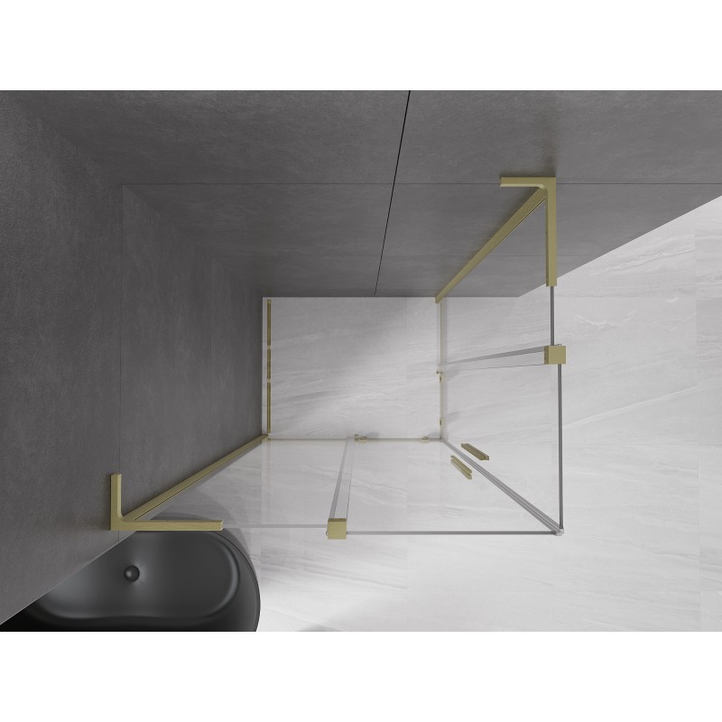Mexen Velar L Duo Schiebeduschkabine 90 x 80 cm, transparent, gebürstetes Gold - 871-090-080-02-03-55