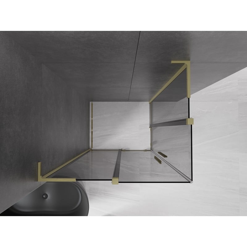 Mexen Velar L Duo Schiebeduschkabine 100 x 90 cm, Graphit, gebürstetes Gold - 871-100-090-02-43-55