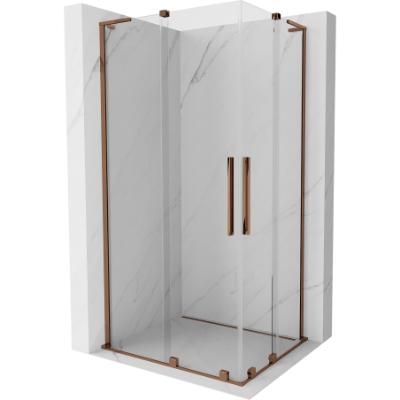 Mexen Velar L Duo Schiebetür-Duschkabine 100 x 90 cm, transparent, Roségold - 871-100-090-02-03-60