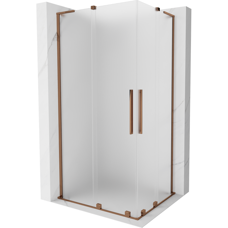 Mexen Velar L Duo Duschkabine, Schiebetür 90 x 80 cm, Mattglas, Roségold - 871-090-080-02-33-60