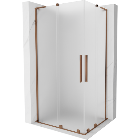 Mexen Velar L Duo Duschkabine, Schiebetür 90 x 80 cm, Mattglas, Roségold - 871-090-080-02-33-60