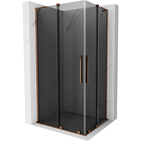 Mexen Velar L Duo Duschkabine, Schiebetür 90 x 80 cm, Graphit, Roségold - 871-090-080-02-43-60