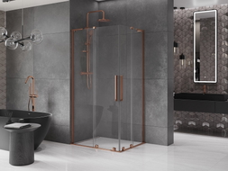 Mexen Velar L Duo Duschkabine Schiebetür 90 x 80 cm, transparent, Roségold - 871-090-080-02-03-60
