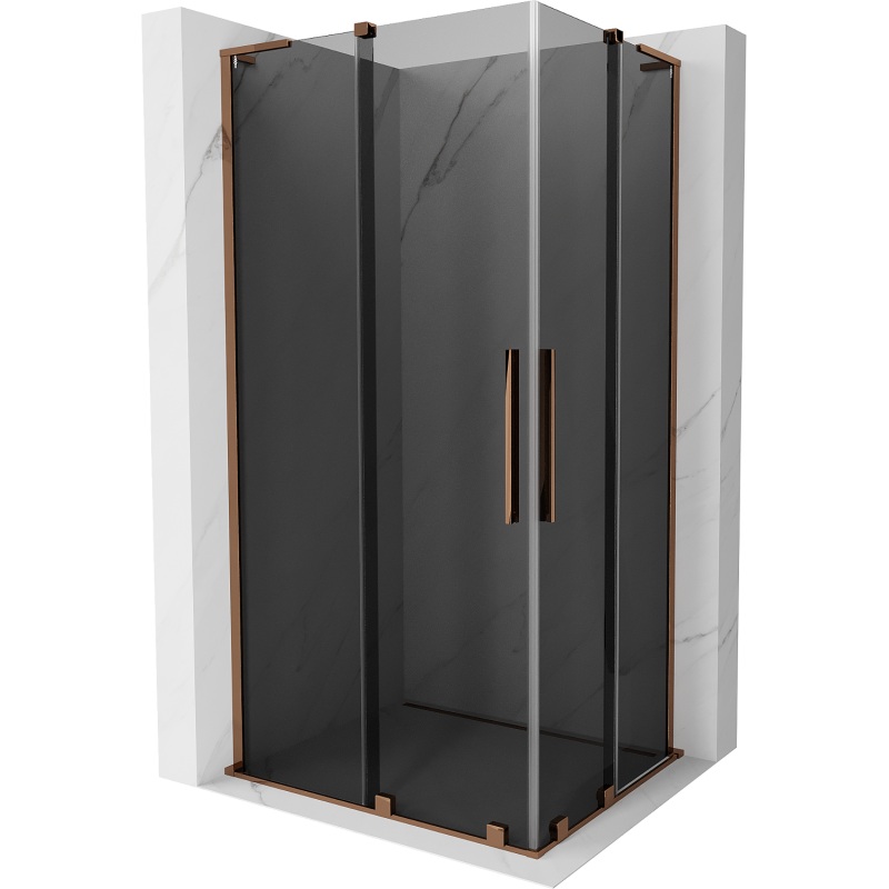 Mexen Velar L Duo Duschkabine, schiebbar, 100 x 90 cm, Graphit, Roségold - 871-100-090-02-43-60