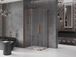 Mexen Velar L Duo Schiebetür-Duschkabine 100 x 90 cm, transparent, Roségold - 871-100-090-02-03-60
