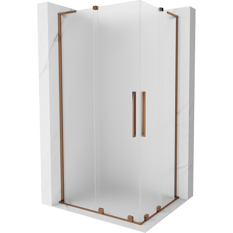 Mexen Velar L Duo Schiebeduschkabine 100 x 90 cm, matt, Roségold - 871-100-090-02-33-60