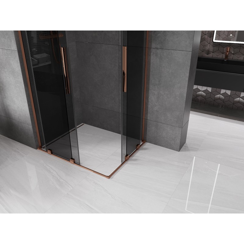 Mexen Velar L Duo Duschkabine, schiebbar, 100 x 90 cm, Graphit, Roségold - 871-100-090-02-43-60