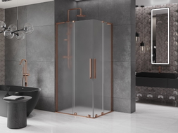 Mexen Velar L Duo Duschkabine, Schiebetür 90 x 80 cm, Mattglas, Roségold - 871-090-080-02-33-60