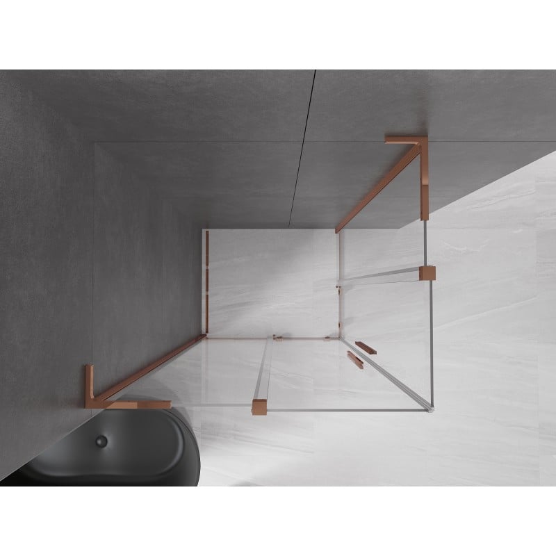 Mexen Velar L Duo Schiebetür-Duschkabine 100 x 90 cm, transparent, Roségold - 871-100-090-02-03-60