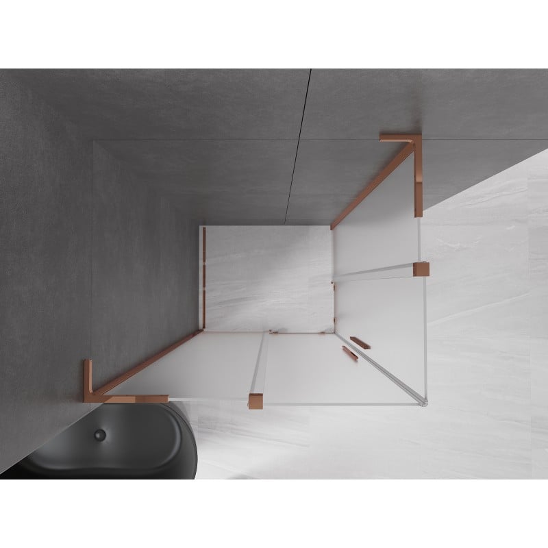 Mexen Velar L Duo Duschkabine, Schiebetür 90 x 80 cm, Mattglas, Roségold - 871-090-080-02-33-60