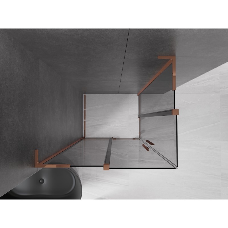 Mexen Velar L Duo Duschkabine, schiebbar, 100 x 90 cm, Graphit, Roségold - 871-100-090-02-43-60