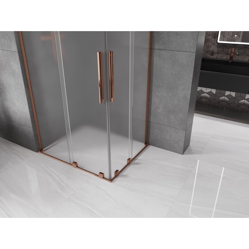 Mexen Velar L Duo Schiebeduschkabine 100 x 90 cm, matt, Roségold - 871-100-090-02-33-60