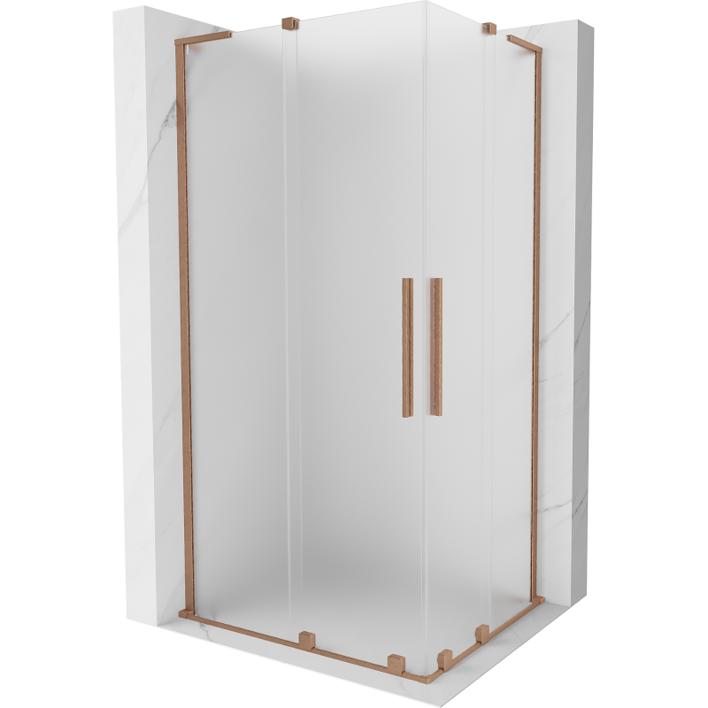Mexen Velar L Duo Schiebeduschkabine 100 x 90 cm, Frost, gebürstetes Kupfer - 871-100-090-02-33-65