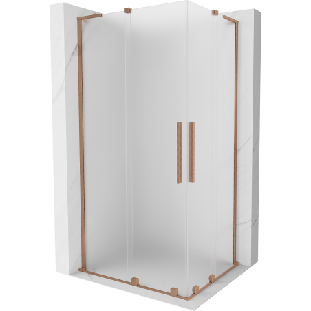Mexen Velar L Duo Schiebeduschkabine 100 x 90 cm, Frost, gebürstetes Kupfer - 871-100-090-02-33-65