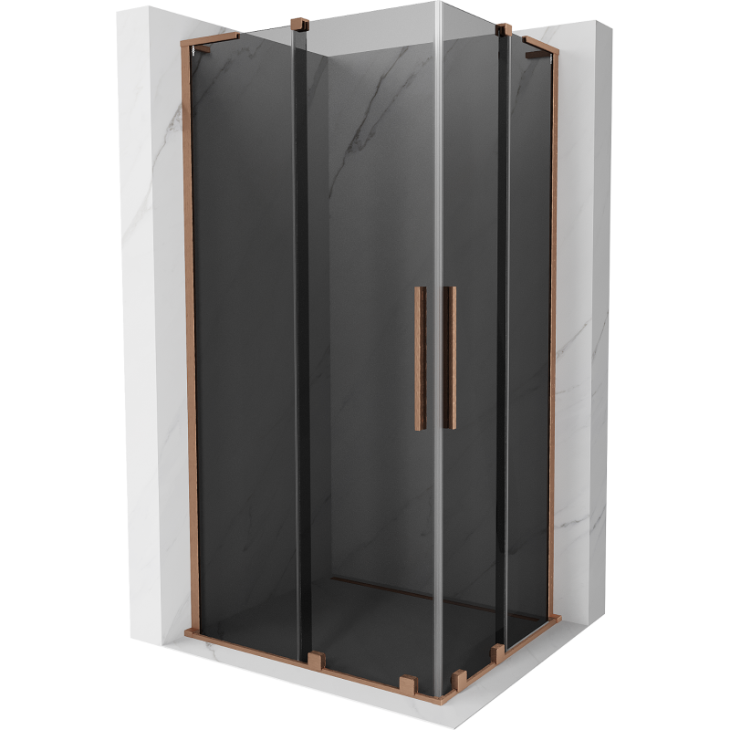 Mexen Velar L Duo Schiebetür-Duschkabine 90 x 80 cm, Graphit, gebürstetes Kupfer - 871-090-080-02-43-65