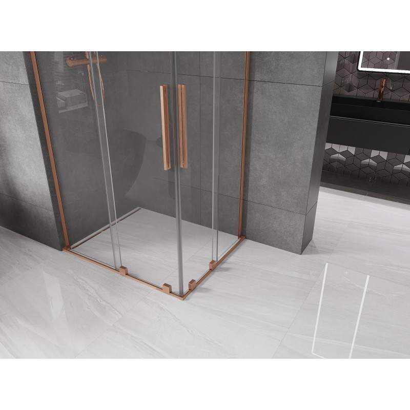 Mexen Velar L Duo Duschkabine Schiebetür 90 x 80 cm, transparent, gebürstetes Kupfer - 871-090-080-02-03-65