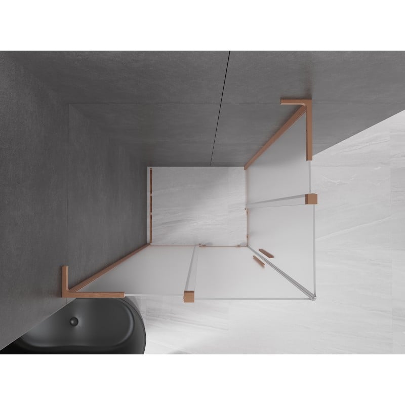 Mexen Velar L Duo Duschkabine Schiebetür 90 x 80 cm, Milchglas, gebürstetes Kupfer - 871-090-080-02-33-65
