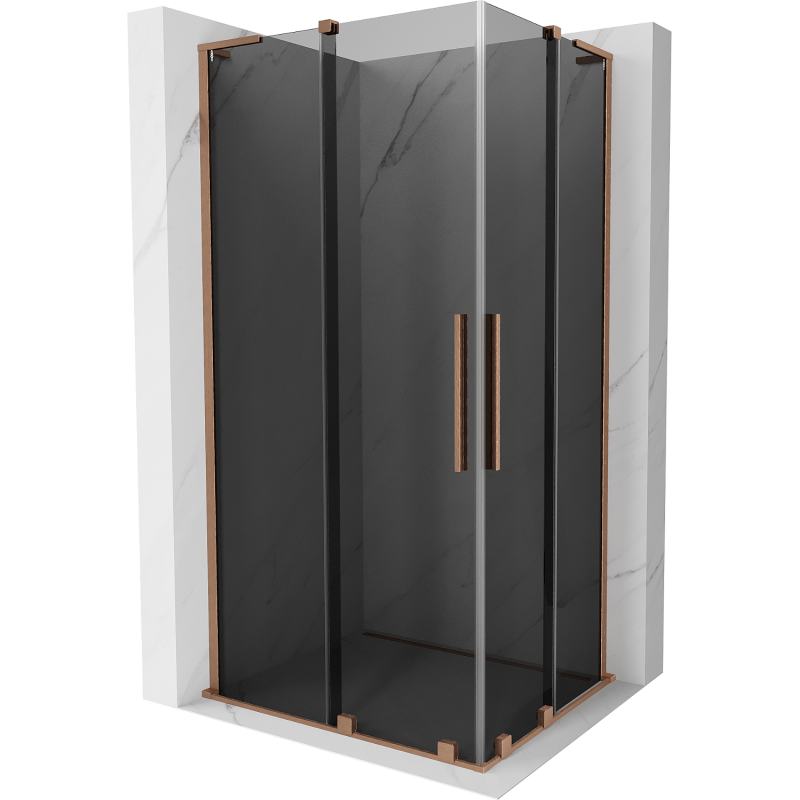 Mexen Velar L Duo Schiebetür-Duschkabine 100 x 90 cm, graphit, gebürstetes Kupfer - 871-100-090-02-43-65