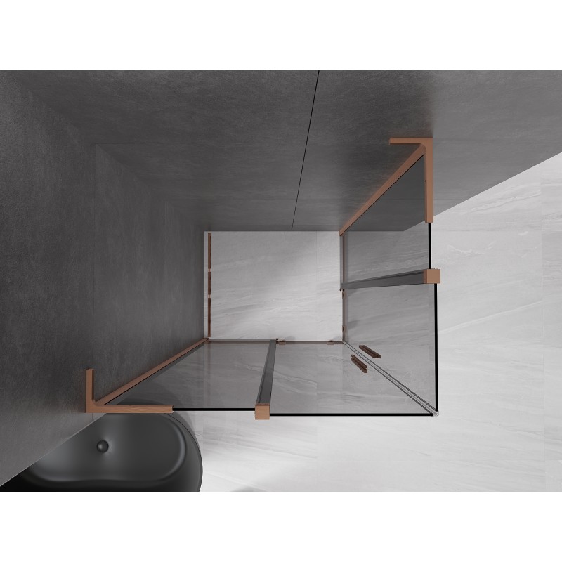 Mexen Velar L Duo Schiebetür-Duschkabine 100 x 90 cm, graphit, gebürstetes Kupfer - 871-100-090-02-43-65