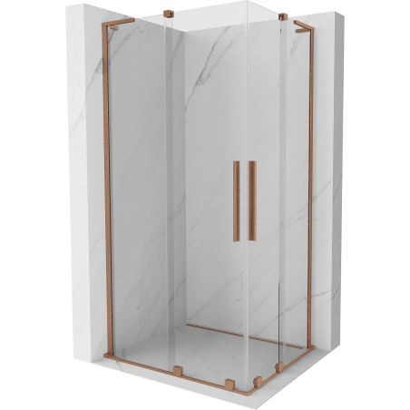 Mexen Velar L Duo Duschkabine, Schiebetür, 100 x 90 cm, transparent, gebürstetes Kupfer - 871-100-090-02-03-65