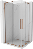 Mexen Velar L Duo Duschkabine, Schiebetür, 100 x 90 cm, transparent, gebürstetes Kupfer - 871-100-090-02-03-65