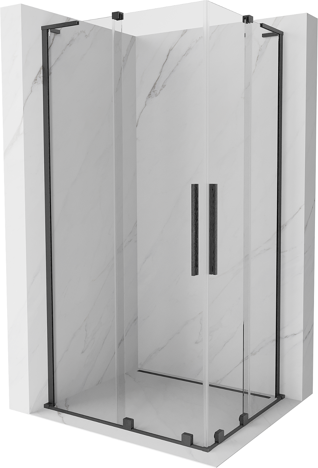 Mexen Velar L Duo Duschkabine schiebbar 90 x 80 cm, transparent, gun gray gebürstet - 871-090-080-02-03-66