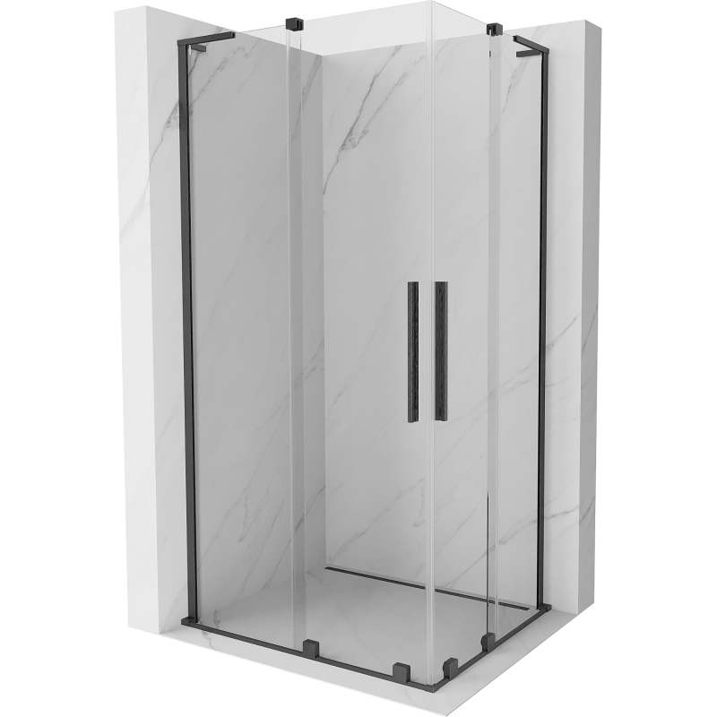 Mexen Velar L Duo Duschkabine Schiebetür 100 x 90 cm, transparent, Gun Grey gebürstet - 871-100-090-02-03-66