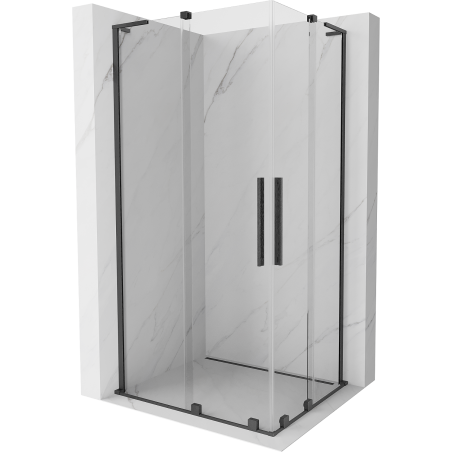Mexen Velar L Duo Duschkabine Schiebetür 100 x 90 cm, transparent, Gun Grey gebürstet - 871-100-090-02-03-66