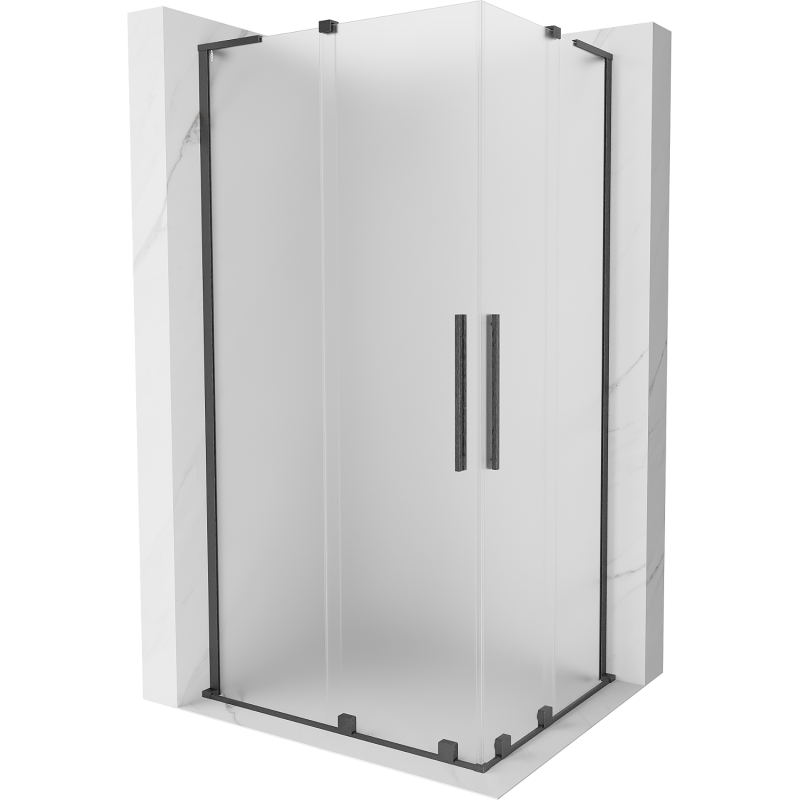 Mexen Velar L Duo Schiebeduschkabine 100 x 90 cm, matt, gebürstet gun gray - 871-100-090-02-33-66
