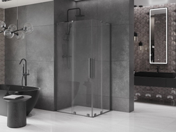 Mexen Velar L Duo Duschkabine zum Schieben 90 x 80 cm, transparent, gun gray gebürstet - 871-090-080-02-03-66