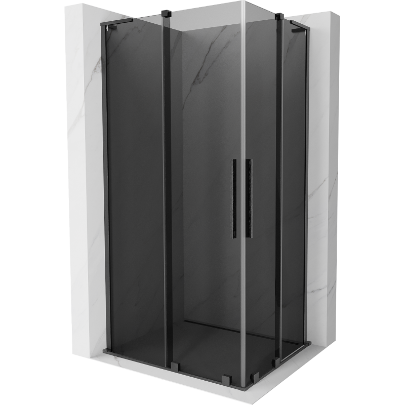 Mexen Velar L Duo Schiebeduschkabine 100 x 90 cm, Graphit, gebürstetes Gun Gray - 871-100-090-02-43-66