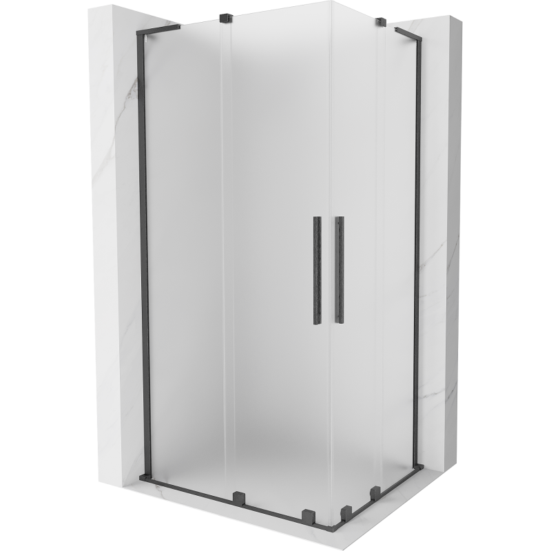 Mexen Velar L Duo Schiebetür-Duschkabine 90 x 80 cm, satiniert, gebürstet Gun Gray - 871-090-080-02-33-66