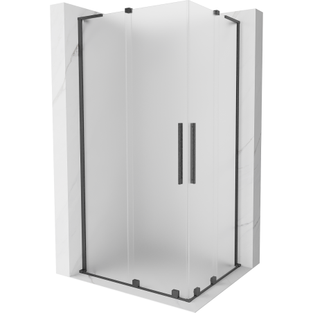Mexen Velar L Duo Schiebetür-Duschkabine 90 x 80 cm, satiniert, gebürstet Gun Gray - 871-090-080-02-33-66