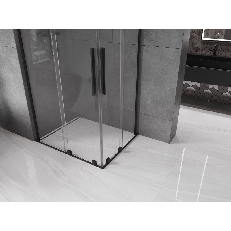 Mexen Velar L Duo Schiebedusche 90 x 80 cm, transparent, schwarz - 871-090-080-02-03-70