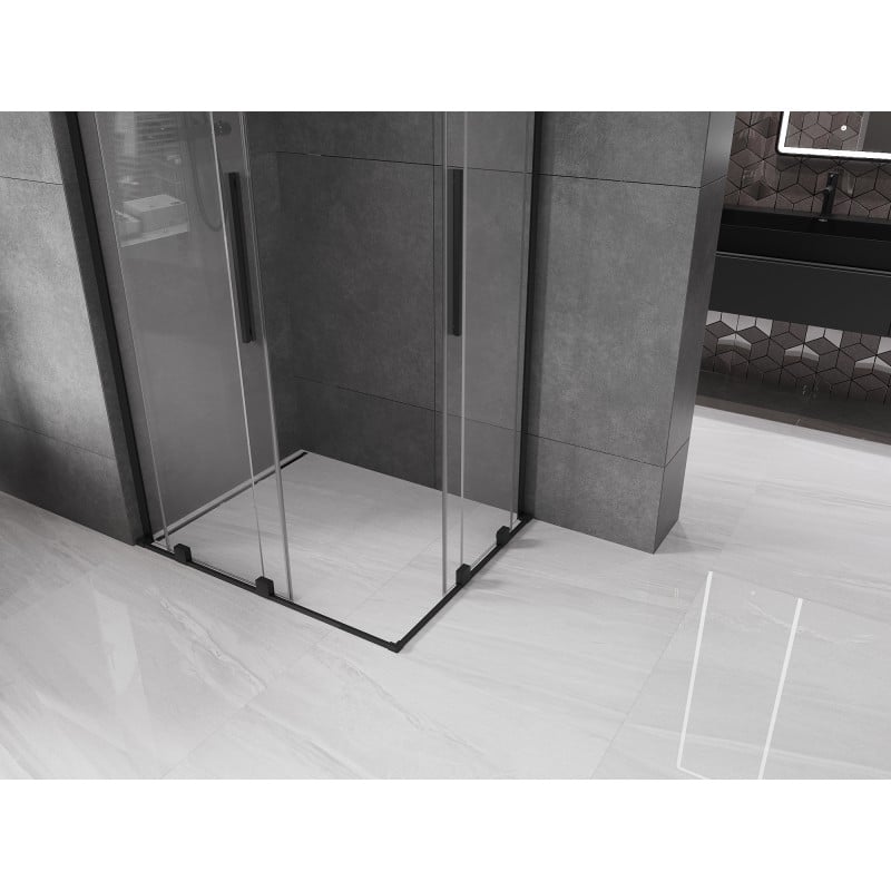 Mexen Velar L Duo Duschkabine Schiebetür 100 x 90 cm, transparent, schwarz - 871-100-090-02-03-70